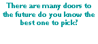 Text Box: There are many doors to the future do you know the best one to pick?